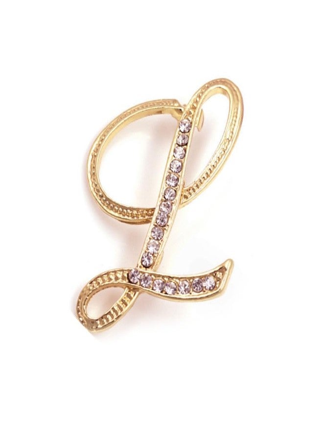 vmcoatdu Women A-Z Initial Pins 26 Letters L Pins Gold Plated Metal Brooches Clear Crystal Rhinestone Brooch Breastpin Badge (Letters L) - Image 1